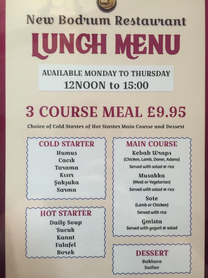 Menu at New Bodrum Turkish Restaurant St Neots, Saint Neots