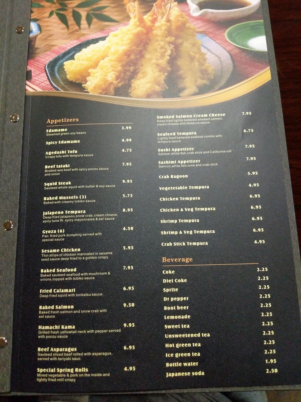 Menu at ASAKUSA LLC restaurant, Chalmette