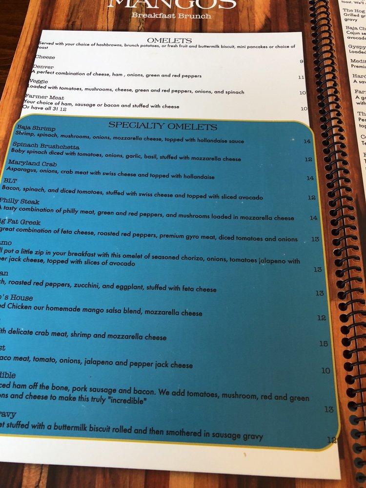 Menu at Mango's Breakfast and Brunch Southlake restaurant, Southlake
