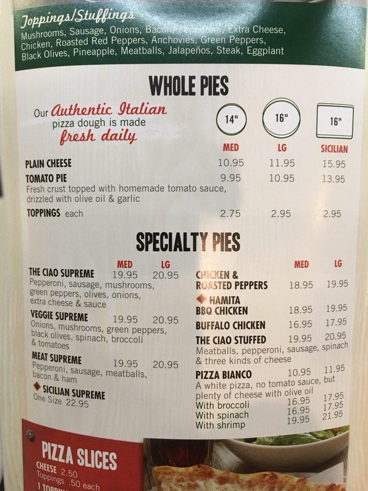 Menu at Ciao Pizza & Pasta pizzeria, Wilmington