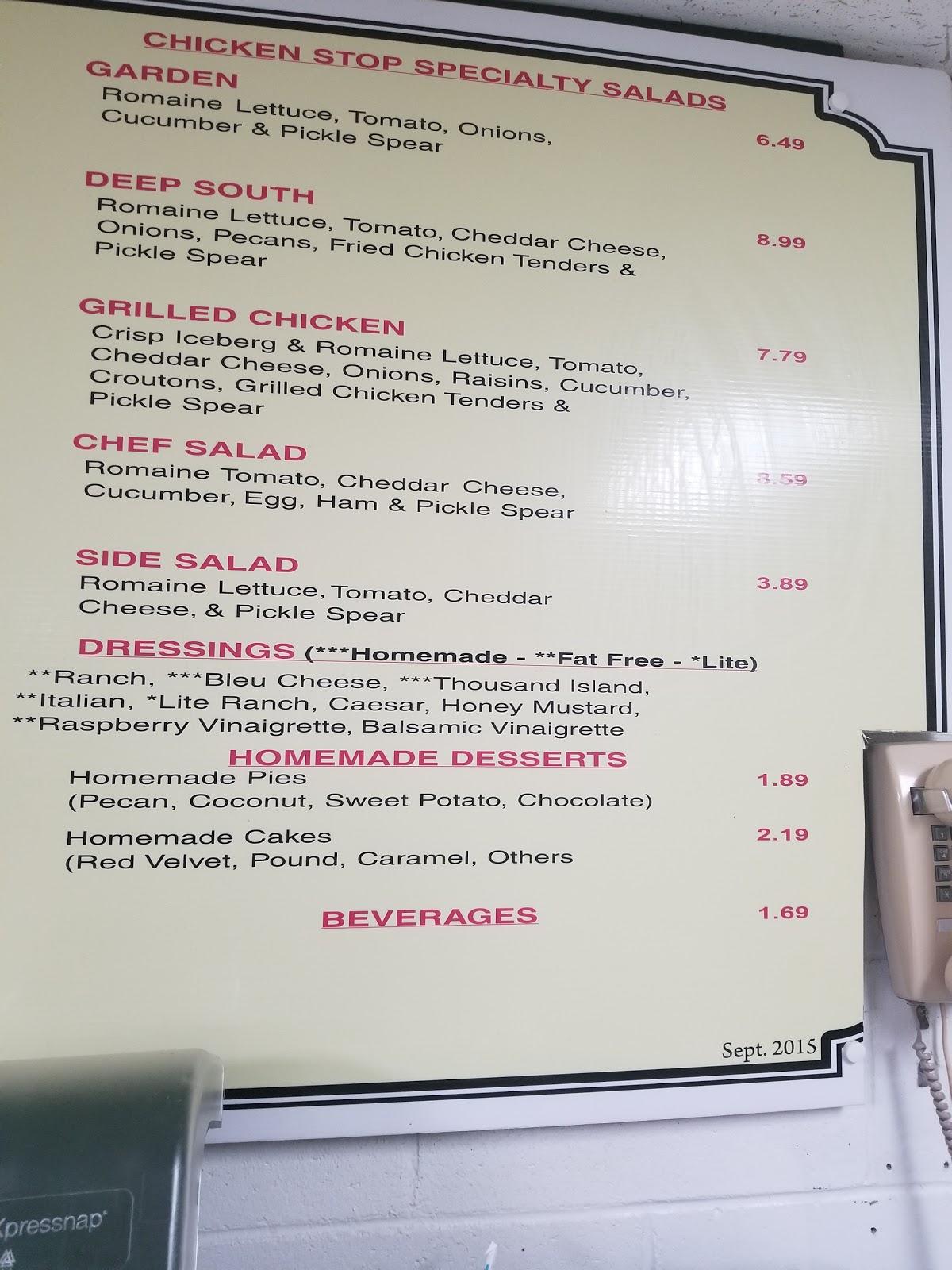 Menu at Chicken Stop Inc restaurant, S Phillips Rd