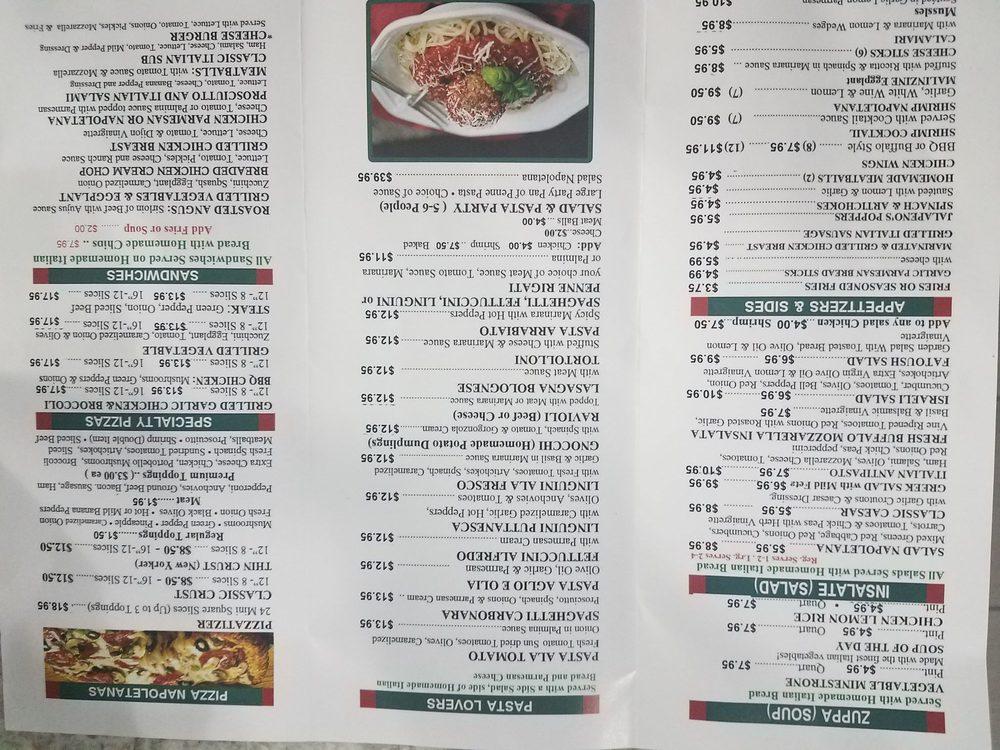 Menu at Napoletana Classic Italian pizzeria, West Bloomfield Township
