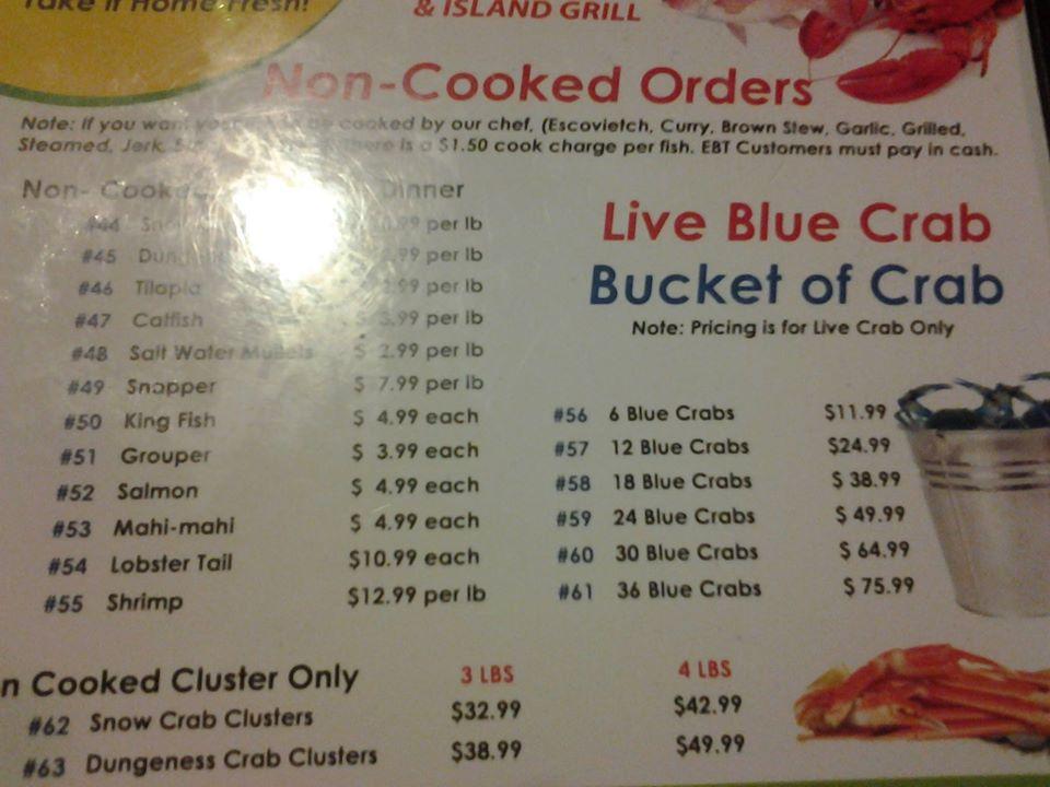 Menu at Captain John's Seafood & Island Grill restaurant, Sanford