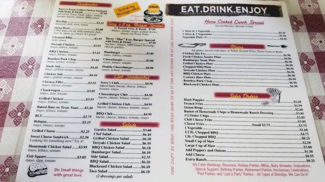 Menu At Terry's Cafe & Catering, Jonesville