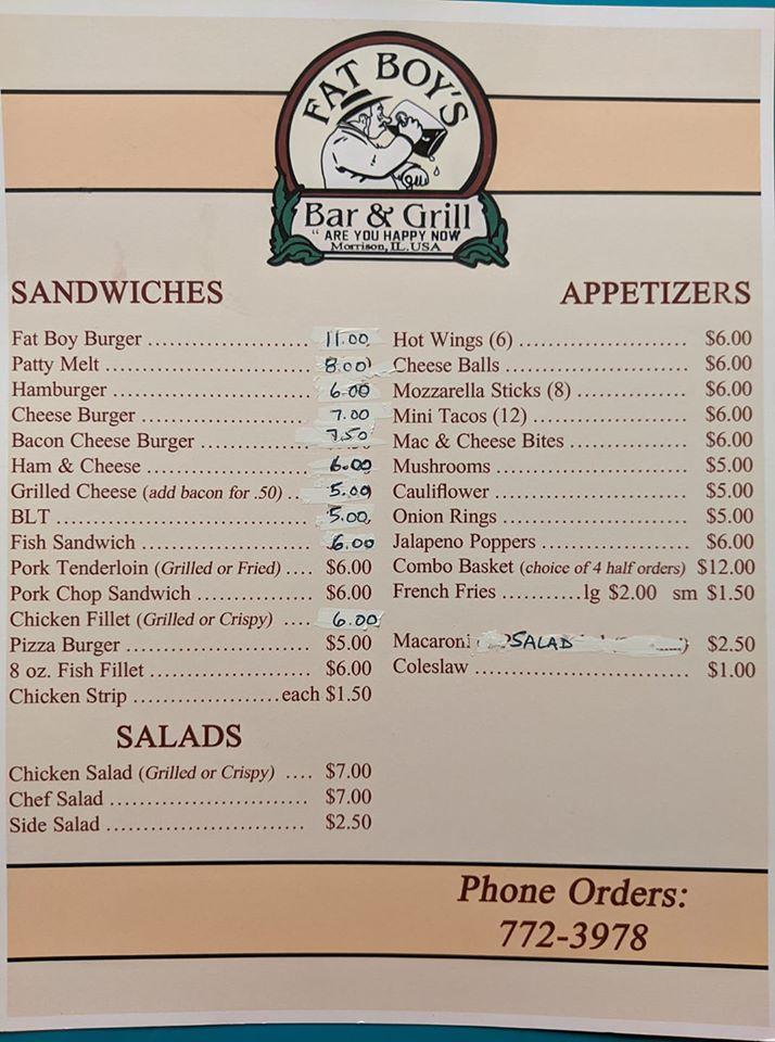 Menu At Fatboys Pub Bar Morrison 201 E Main St