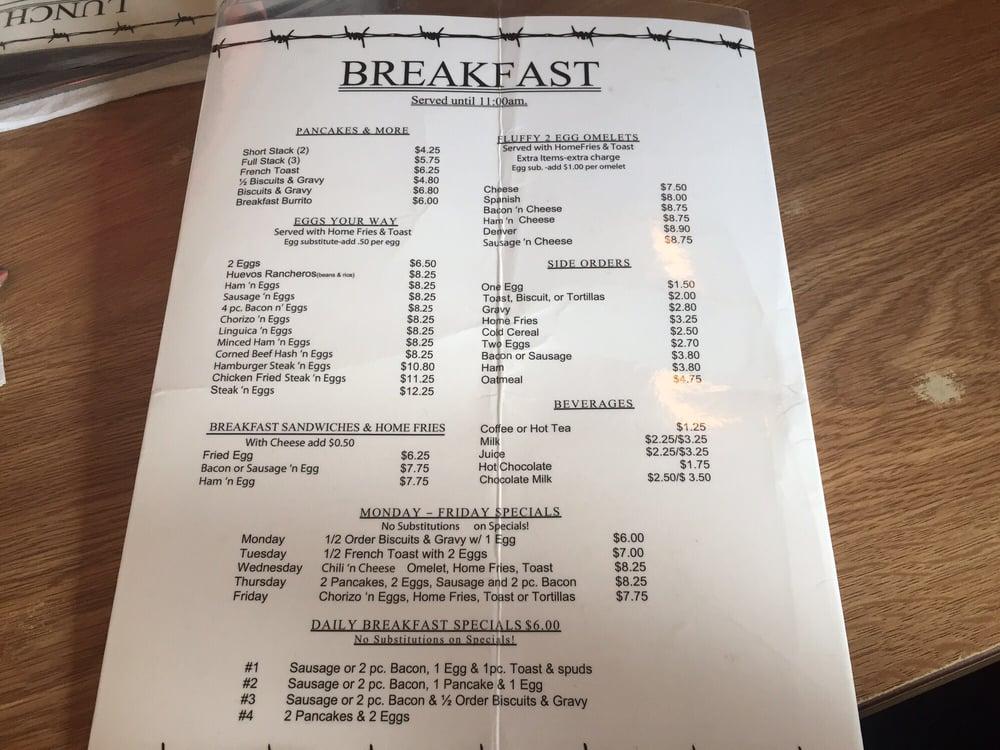 Menu at Jack Ranch Cafe, USA