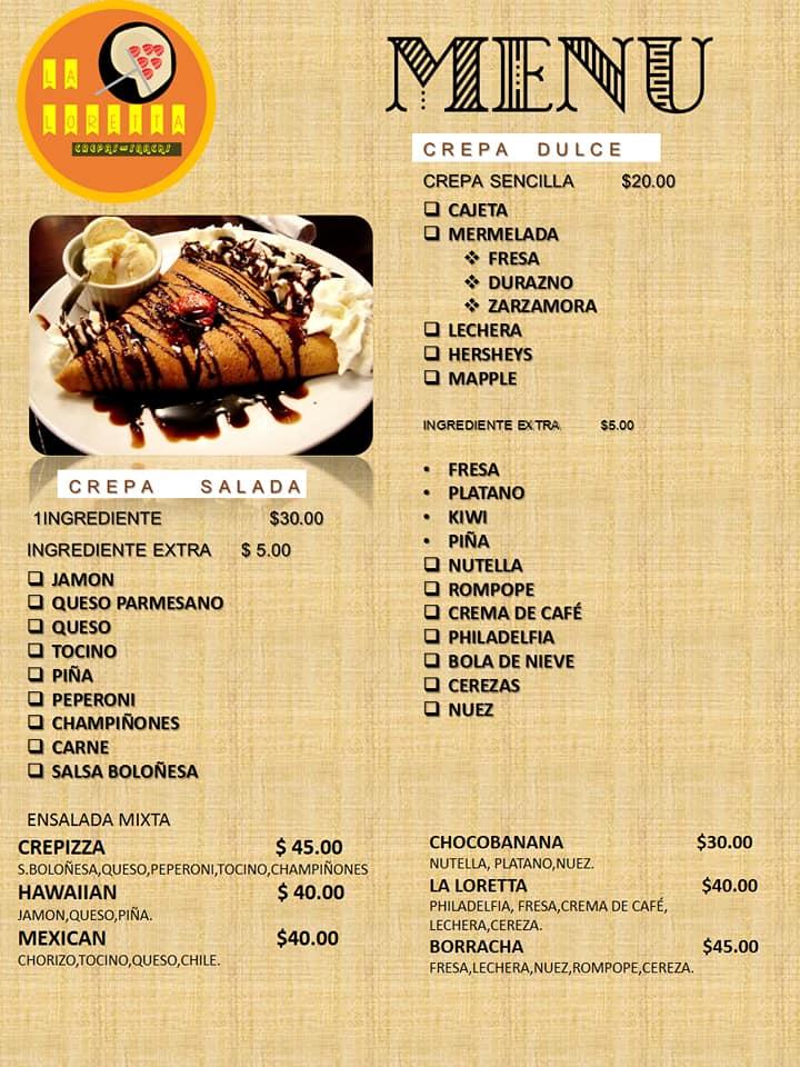Menu at La Loretta restaurant, Gómez Palacio