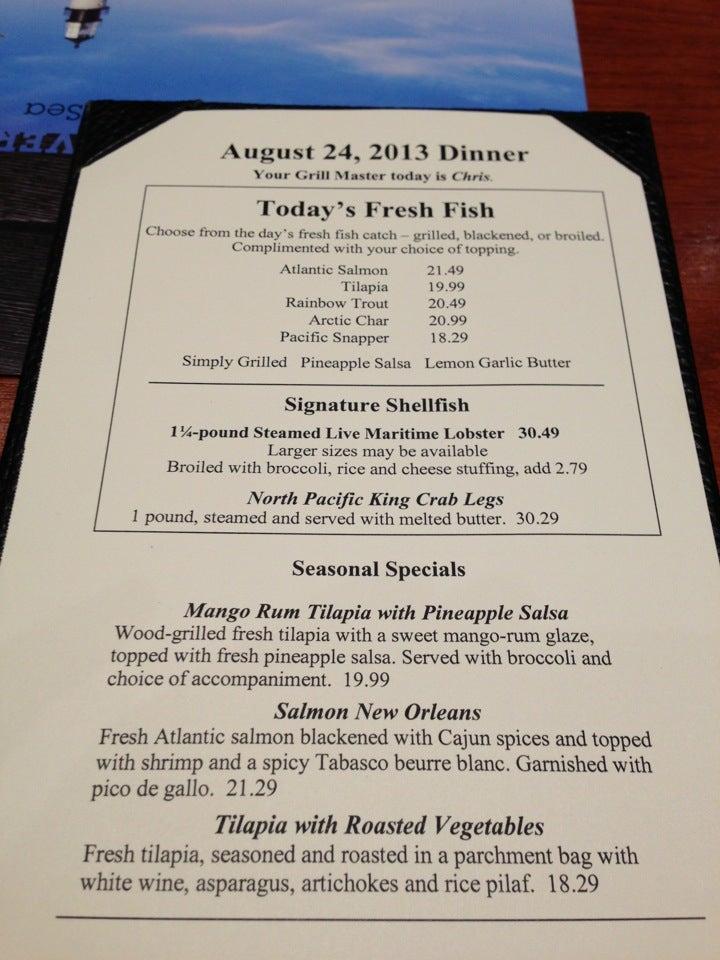 Menu at Red Lobster pub & bar, Vaughan, Yonge St