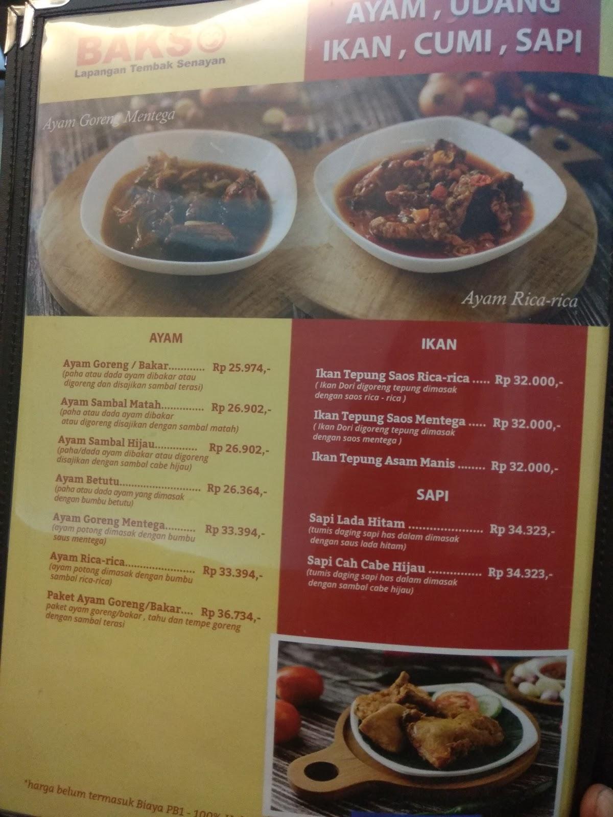 Menu At Bakso Lapangan Tembak Senayan Green Lake City Restaurant