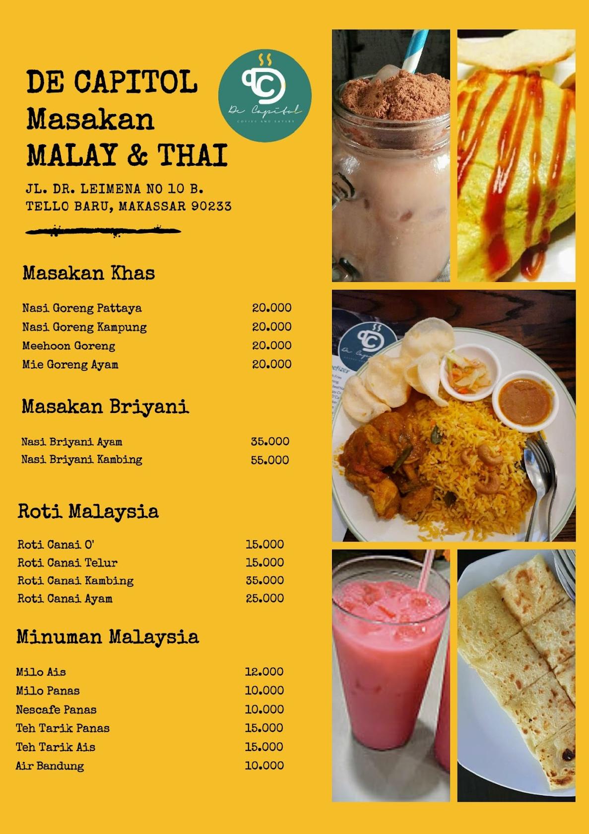 Menu at De Capitol Cafe & Resto, Makassar