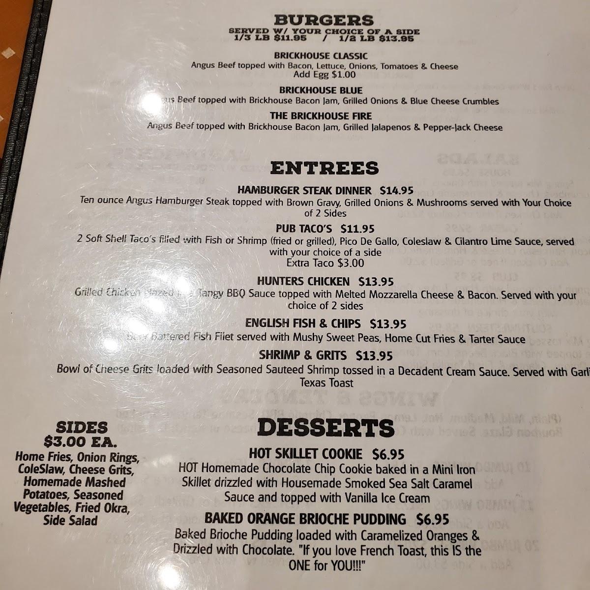 Menu at The Brickhouse Pub & Grub, Eatonton