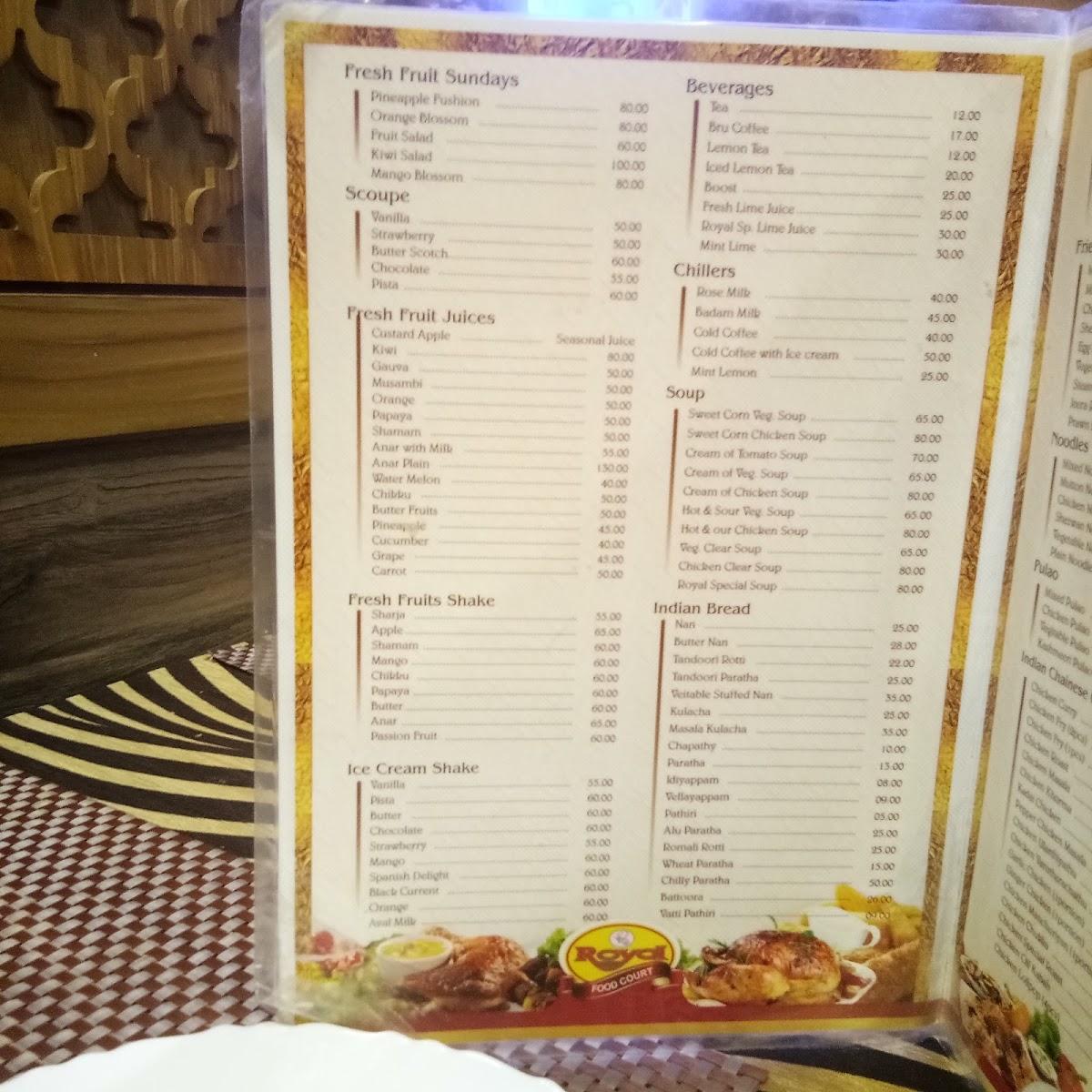 Menu at Royal Bakers, Aluva, Bridge Rd