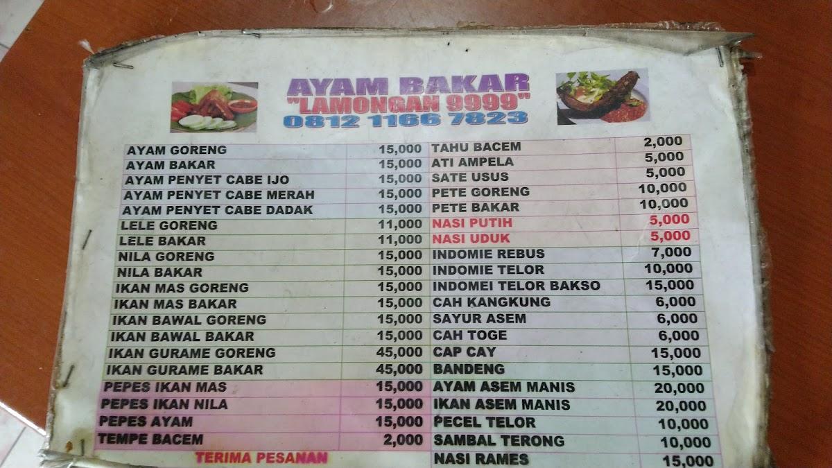 Menu at Ayam Bakar Lamongan 