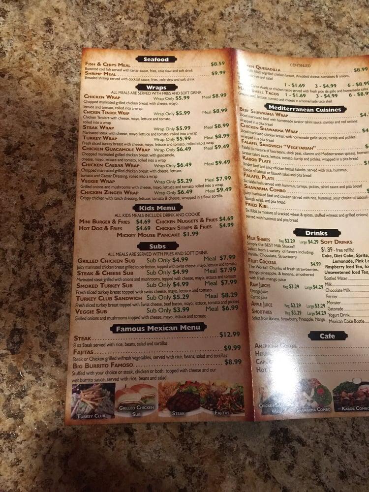 Carta del restaurante World Famous Grill (Bell), Bell