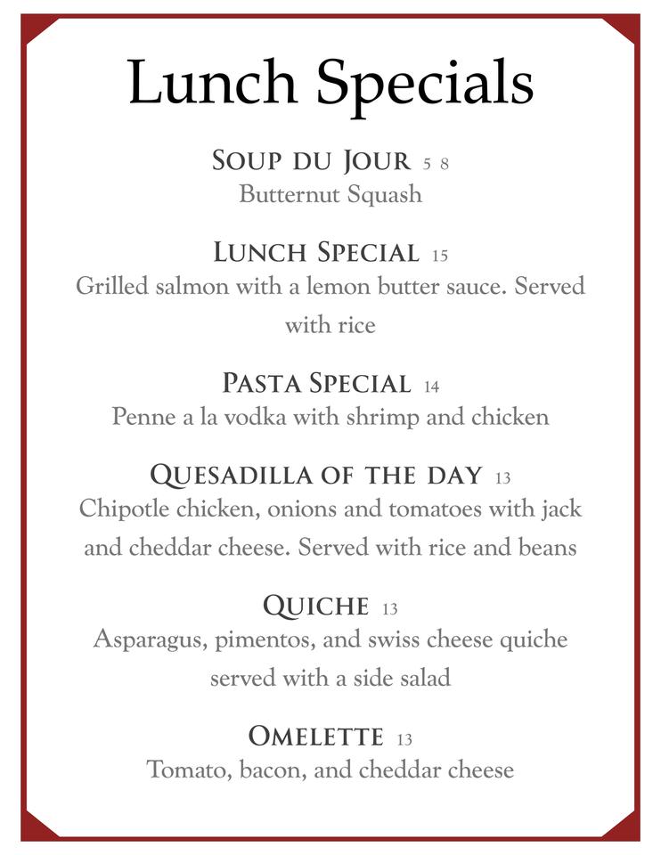 Menu at Hoffman House restaurant, Kingston