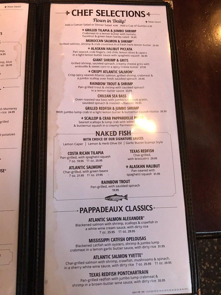 Menu at Pappadeaux Seafood Kitchen pub & bar, Pharr, W Expy 83