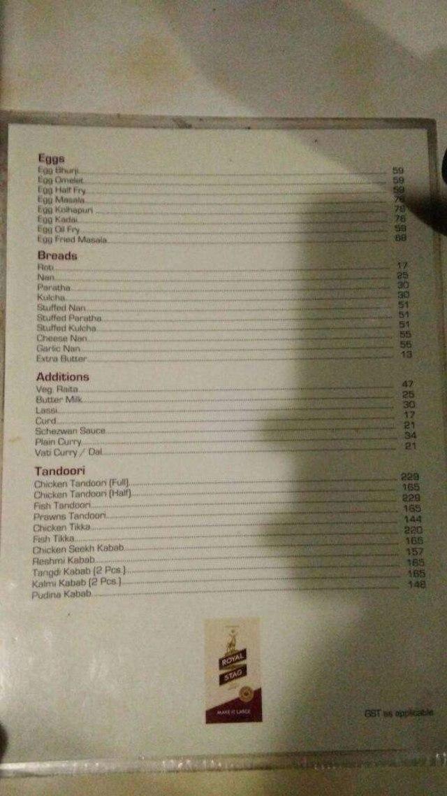 Vrandavan menu