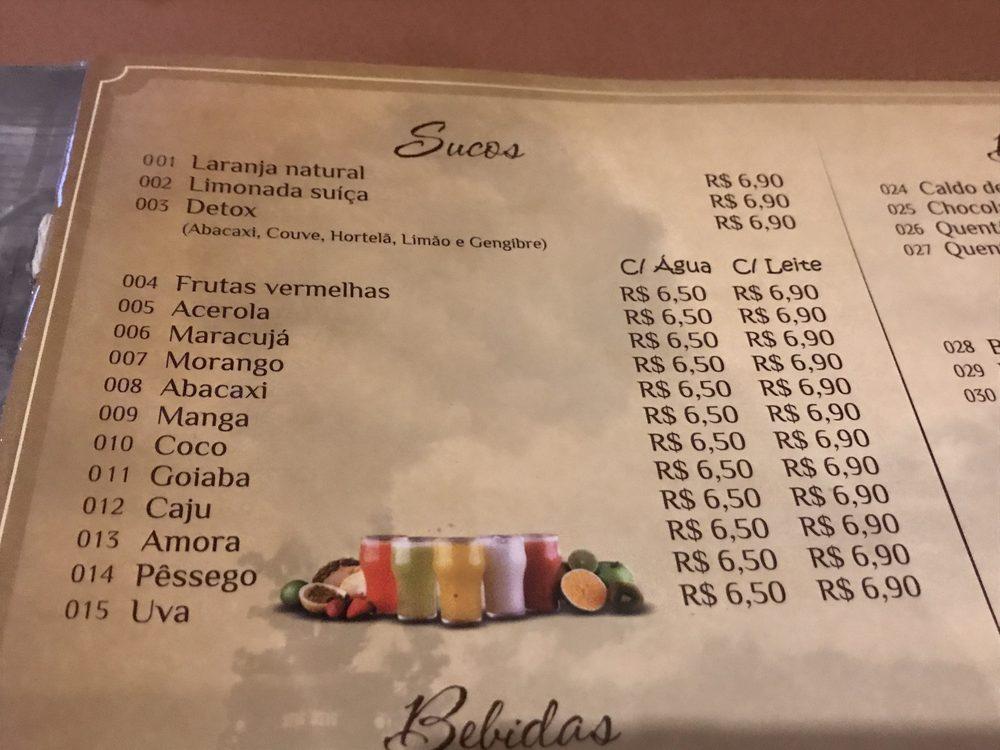 Menu at Boteco de Sampa pub & bar, Curitiba