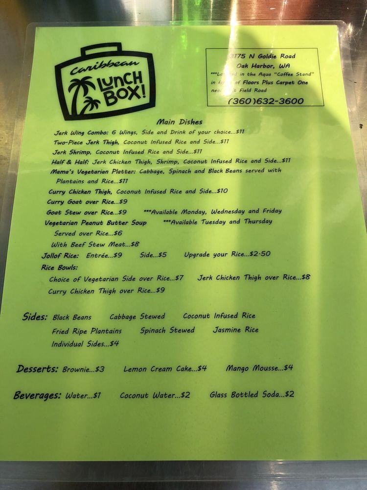Menu at Caribbean Lunchbox restaurant, Oak Harbor