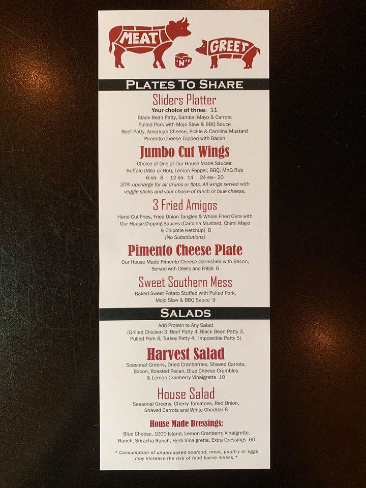 Menu at Meat n Greet restaurant, Newnan