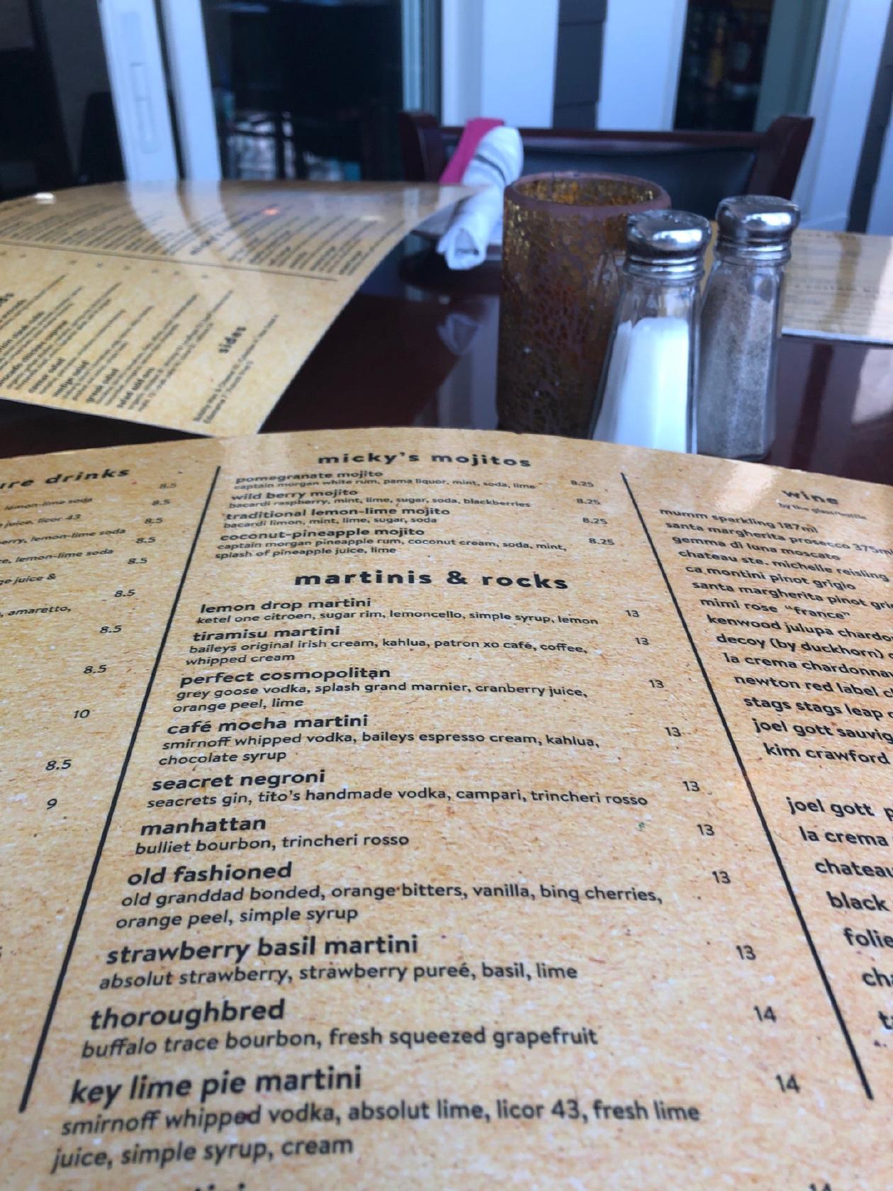 Menu at Micky Fins Bar & Grill, Ocean City