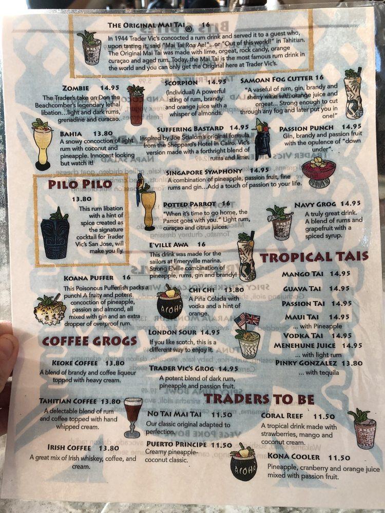 Menu At Trader Vic S Pub Bar San Jose