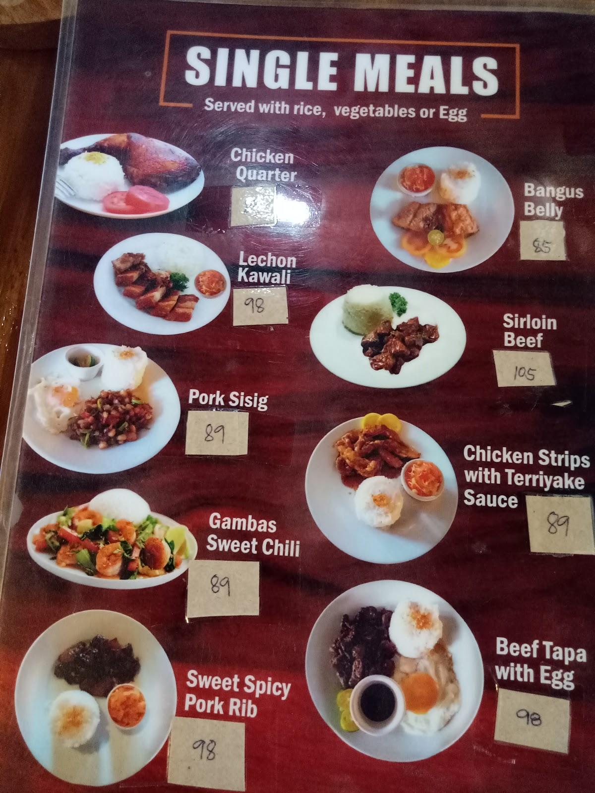 Menu at Cafe Corridor, General Santos City