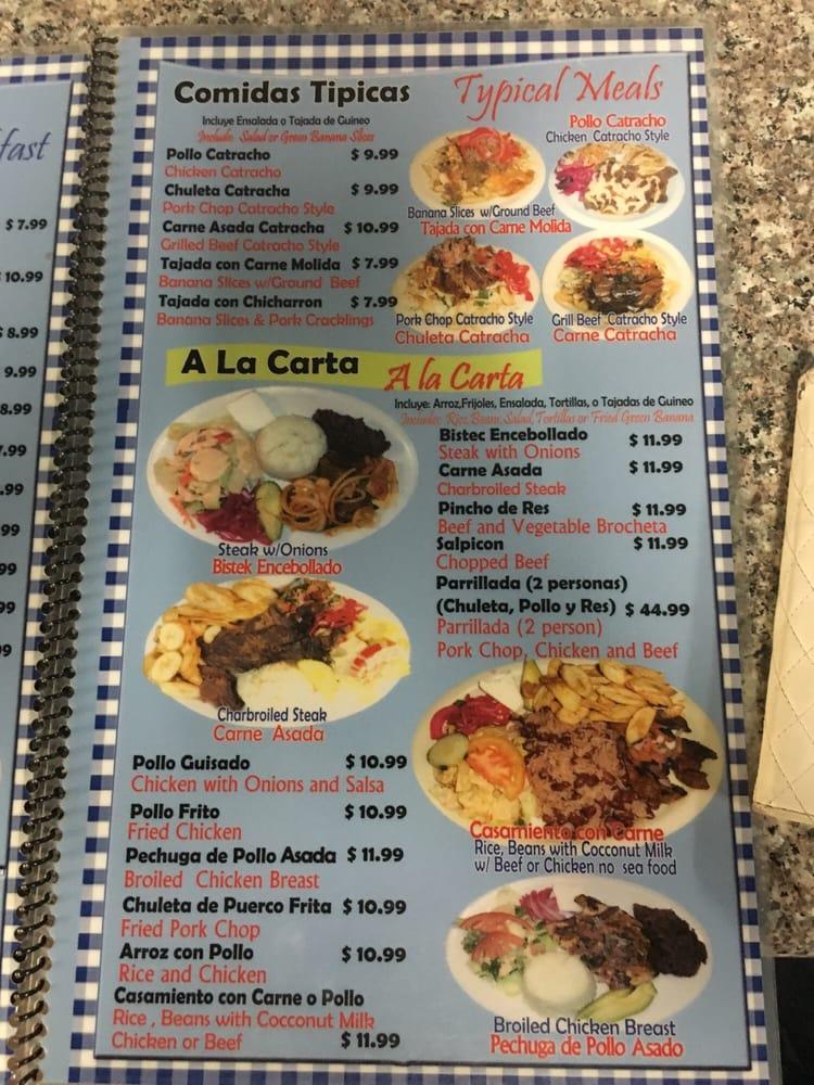 Menu at Copan Sula Restaurant, Huntington Park