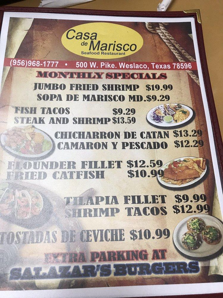 Menu at Casa De Marisco restaurant, Weslaco