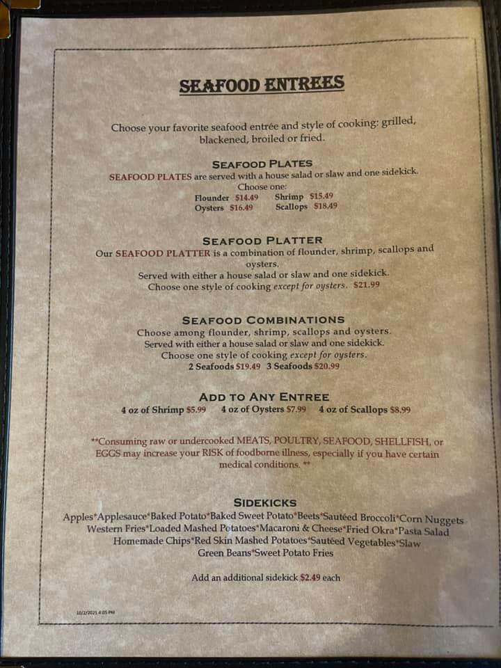 Menu at HitchN Post Restaurant, Williamston