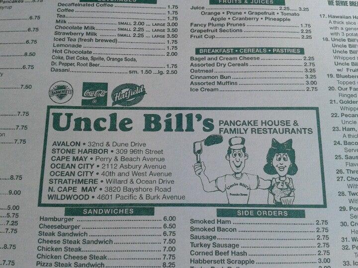 menu-at-uncle-bill-s-pancake-house-restaurant-wildwood