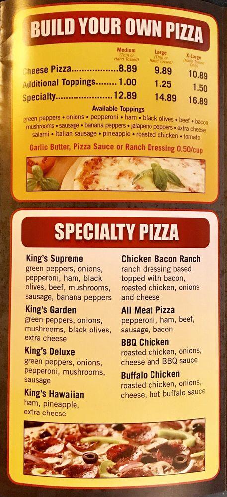 Menu at Pizza King pizzeria, Wise