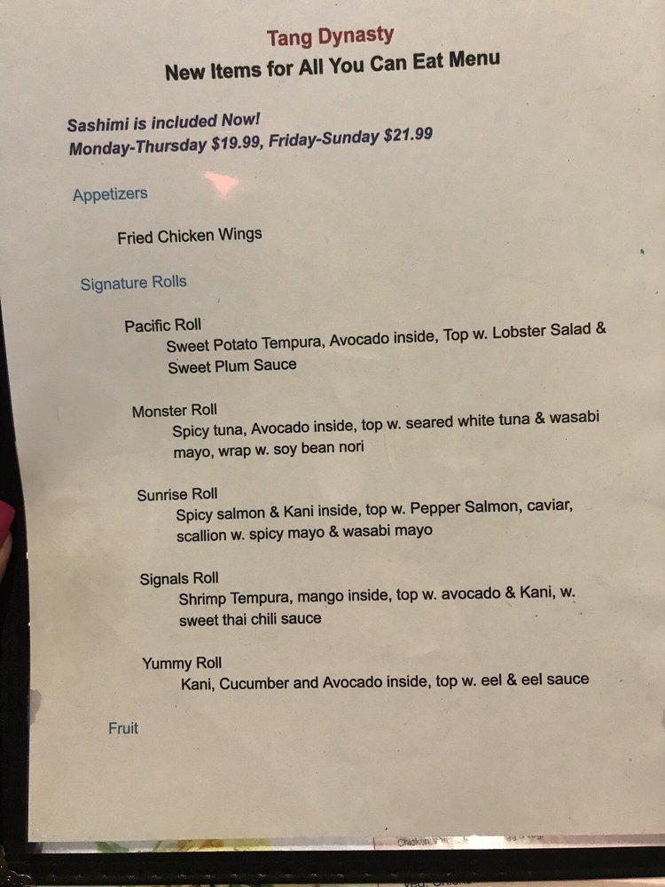 Menu at Tang Dynasty Restaurant, Ronkonkoma, 846 Portion Rd