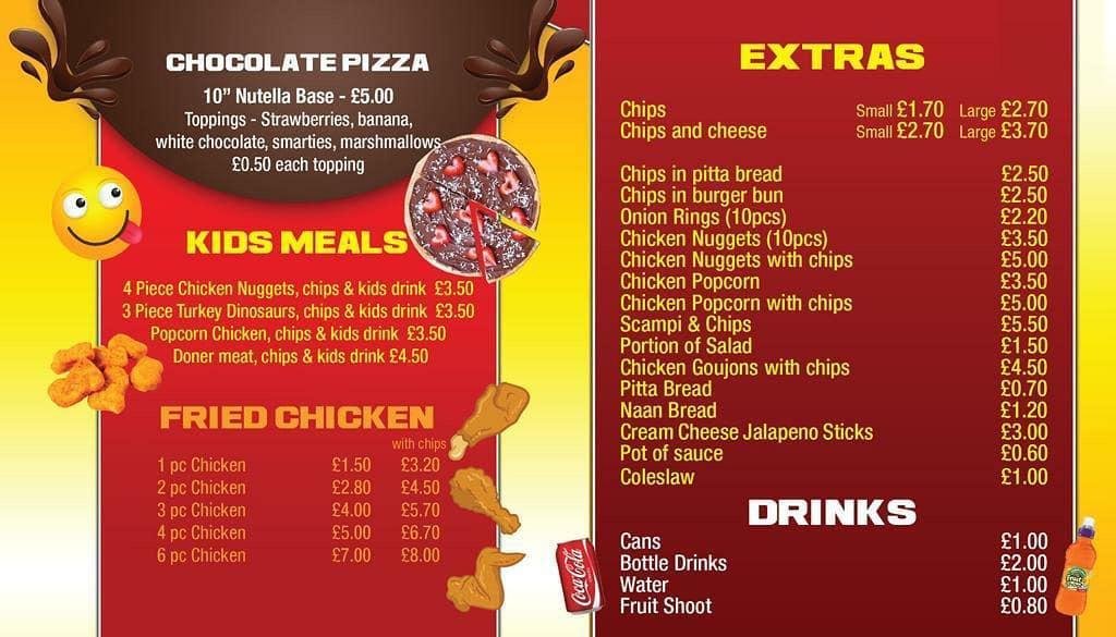 Carta del restaurante Holly Molly Kebab, Holyhead
