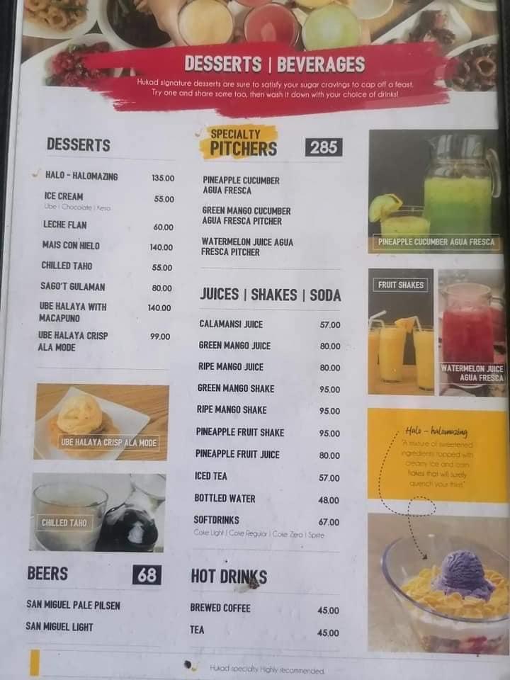 Menu at Hukad restaurant, Dumaguete, Calindagan Rd