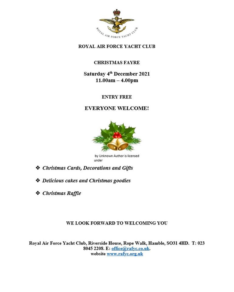 Royal Air Force Yacht Club menu