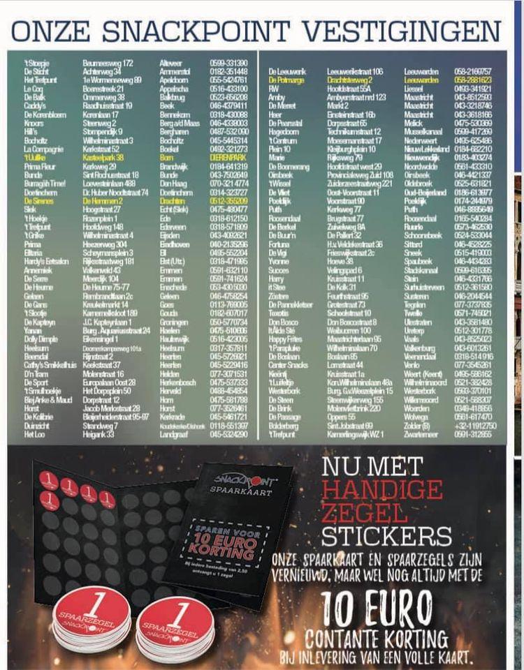 Menu at Snackpoint Dolly Dimple, Haulerwijk