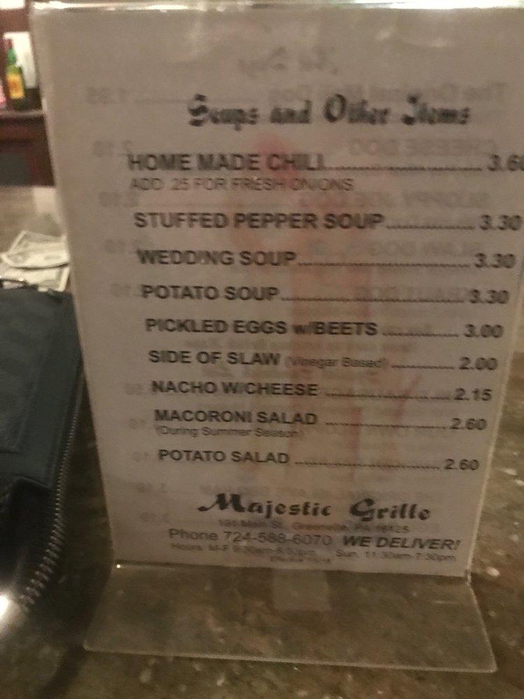 Menu at Majestic Bar & Grille, Greenville