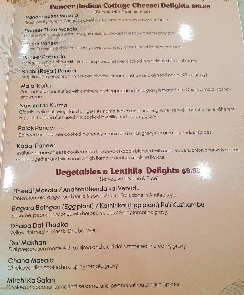 Menu at Podi dosa restaurant, Artesia