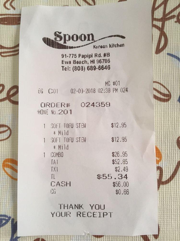 Menu at Spoon Korean Kitchen restaurant, Ewa Beach, 91775 Papipi Rd
