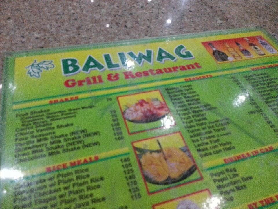 Carta Del Restaurante Baliwag Lechon Manok Liempo Mariquina