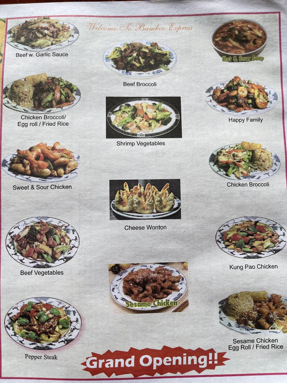 Menu at Bamboo Express restaurant, Loveland