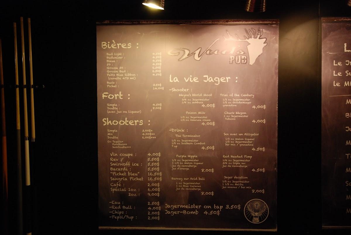 Menu de Wud's Pub