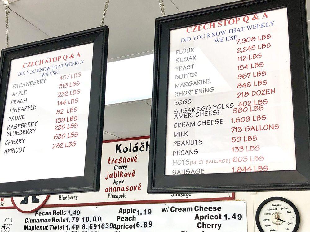 Menu at Czech Stop restaurant, West