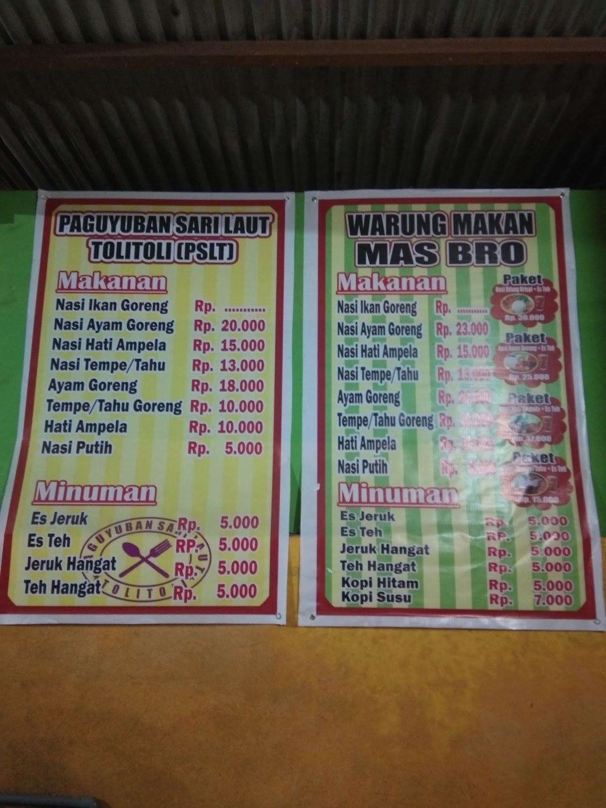 Menu at Sari Laut Mas Bro JB restaurant, Baru