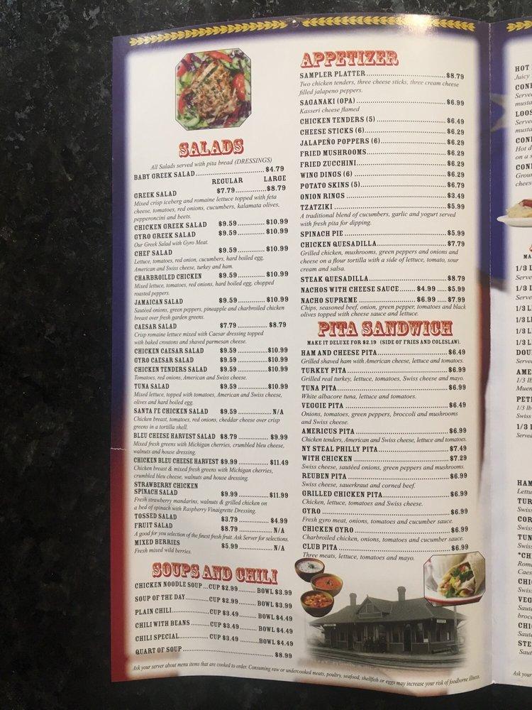 Menu at Americus Grill restaurant, Brighton