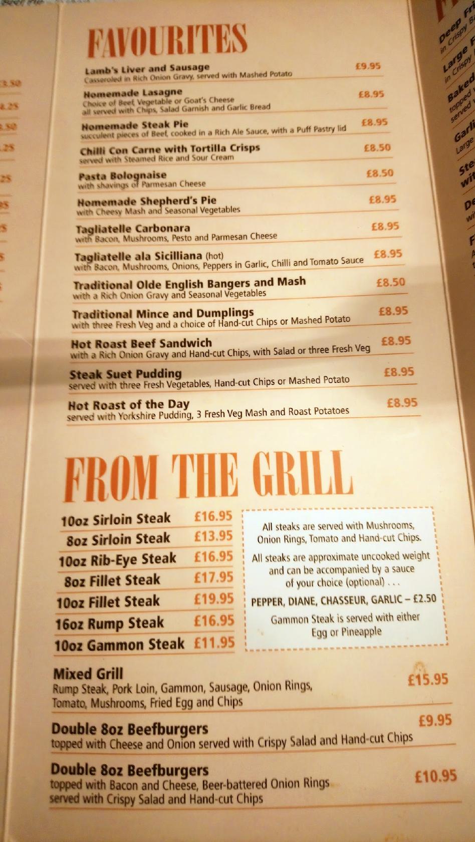 Menu at The Village Inn pub & bar, Spennymoor