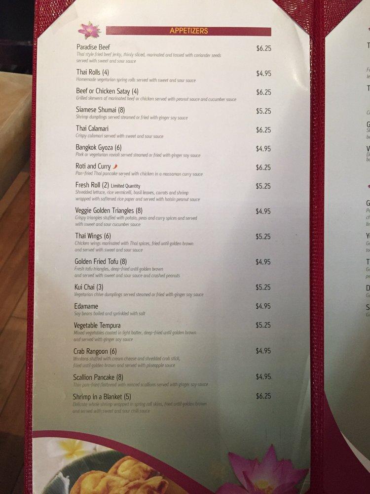 Menu at Sawasdee Danvers restaurant, Danvers