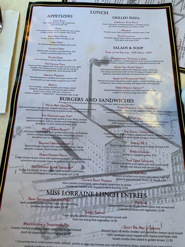Menu at Miss Lorraine Diner restaurant, Pawtucket