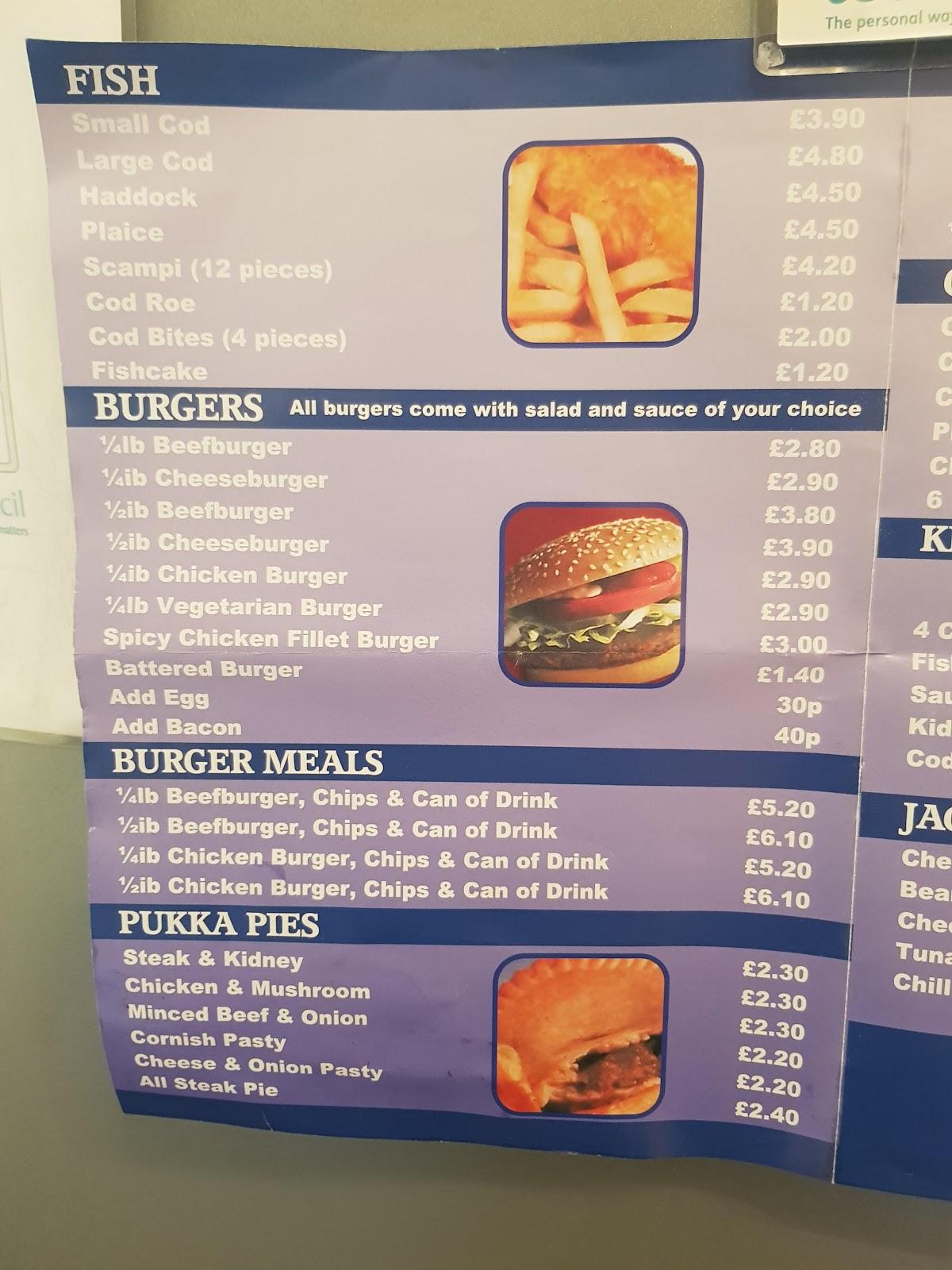 Menu at Star Fish Bar, Trowbridge